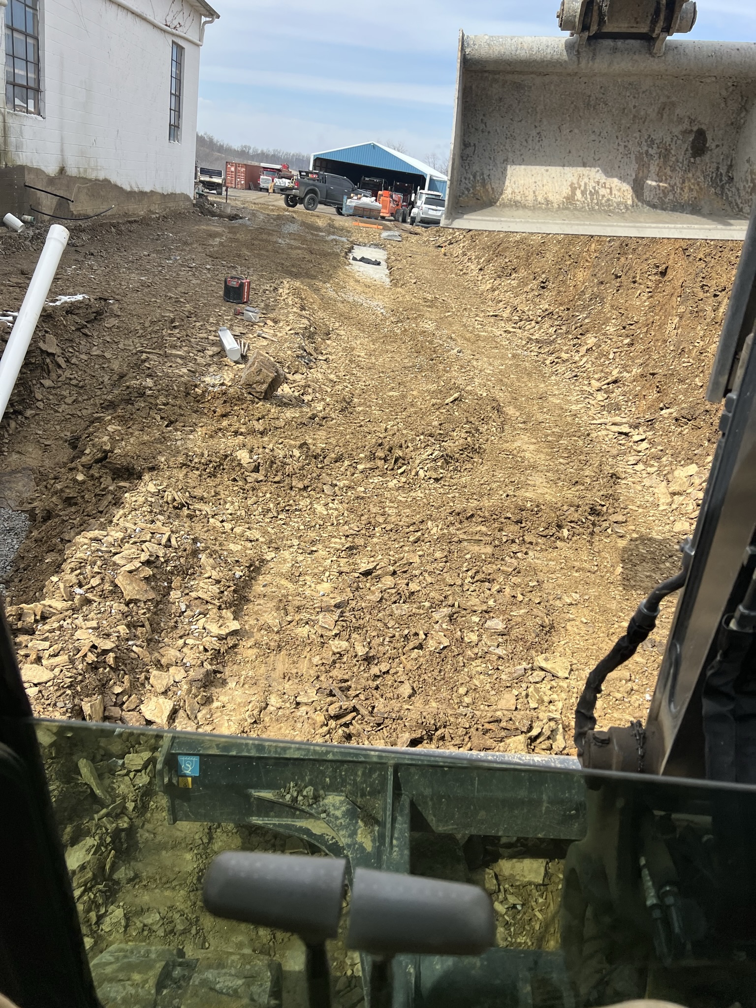 Operator view of foundation excavation cut