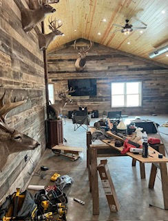 Interior finish work at Rayland barn